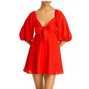 Charlie Holiday Red Puff Sleeve Mini Dress